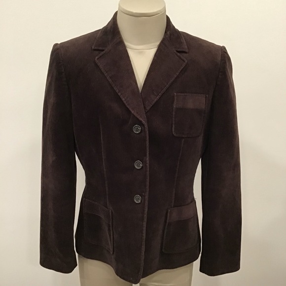 Tahari Arthur S. Levine Jackets & Blazers - Tahari Blazer Women's Size 12 Brown Corduroy 3-Button Career Jacket Quiet Luxury